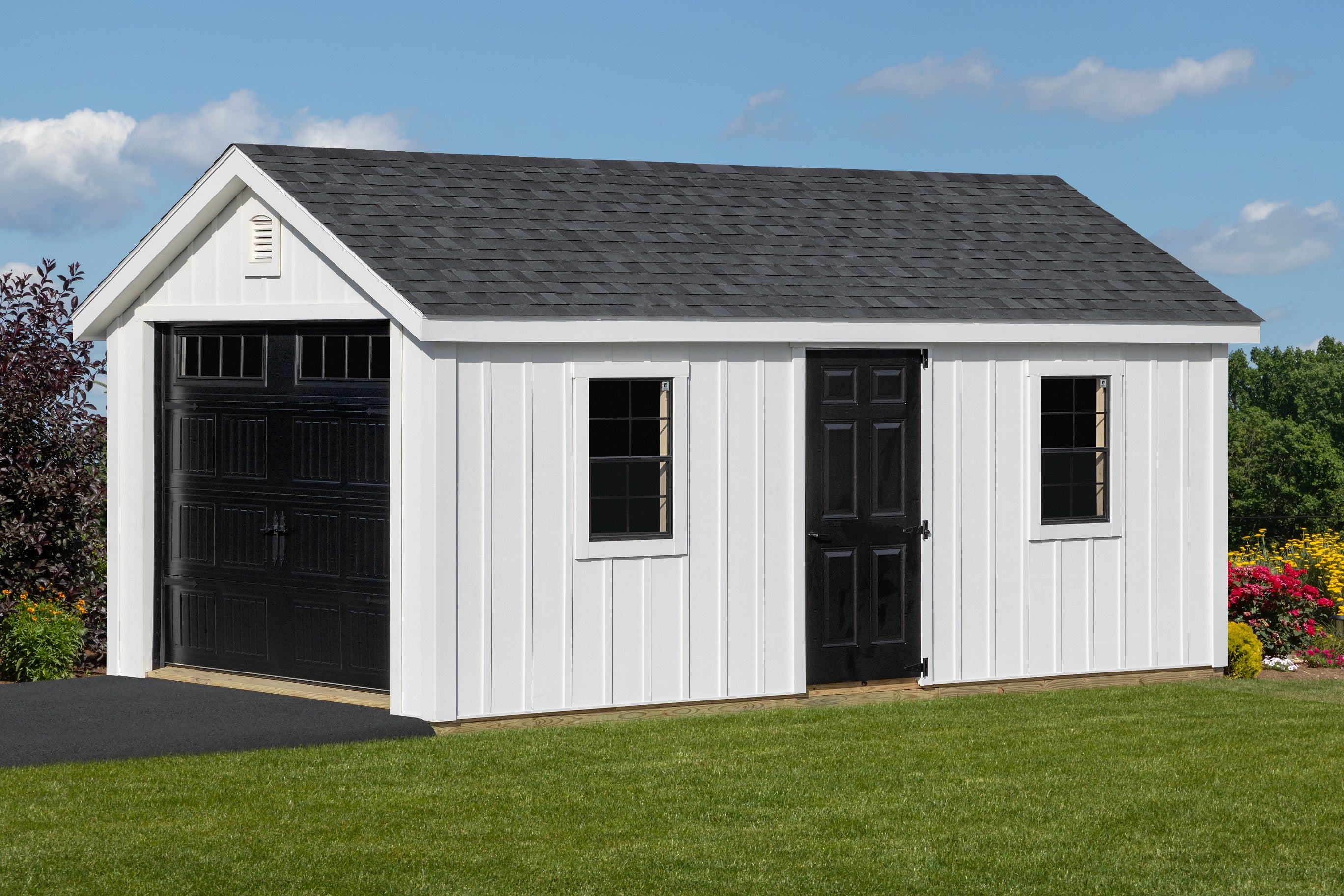 12x20 Colonial Aframe Garage - Board & Batten PVC Siding 109058