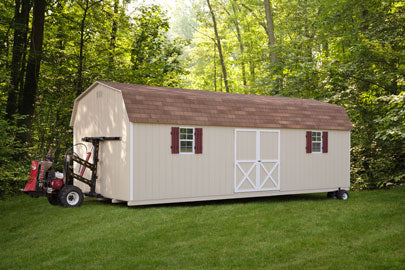 shed delivery using a mule and wheels