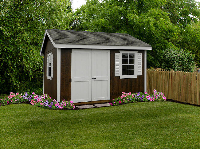 10x12 Stained Colonial A-Frame Shed, 7' Walls